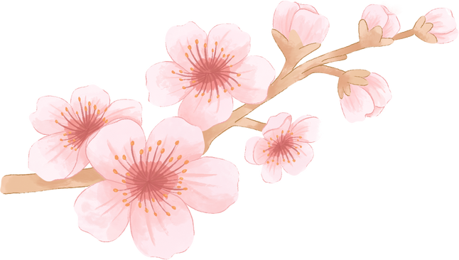 Painterly Textured Lunar New Year Cherry Blossoms